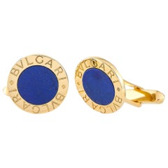 Bvlgari "BVLGARI BVLGARI" 18 Karat Yellow Gold Lapis Lazuli Cufflinks