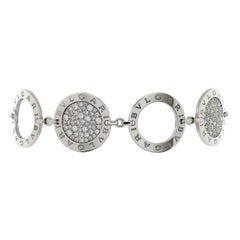 Bvlgari Bvlgari Bvlgari Circle Station Bracelet 18K White Gold with Diamo