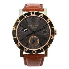 Bvlgari Bvlgari Bvlgari Moonphase Automatic Watch Yellow Gold and Alligator 38