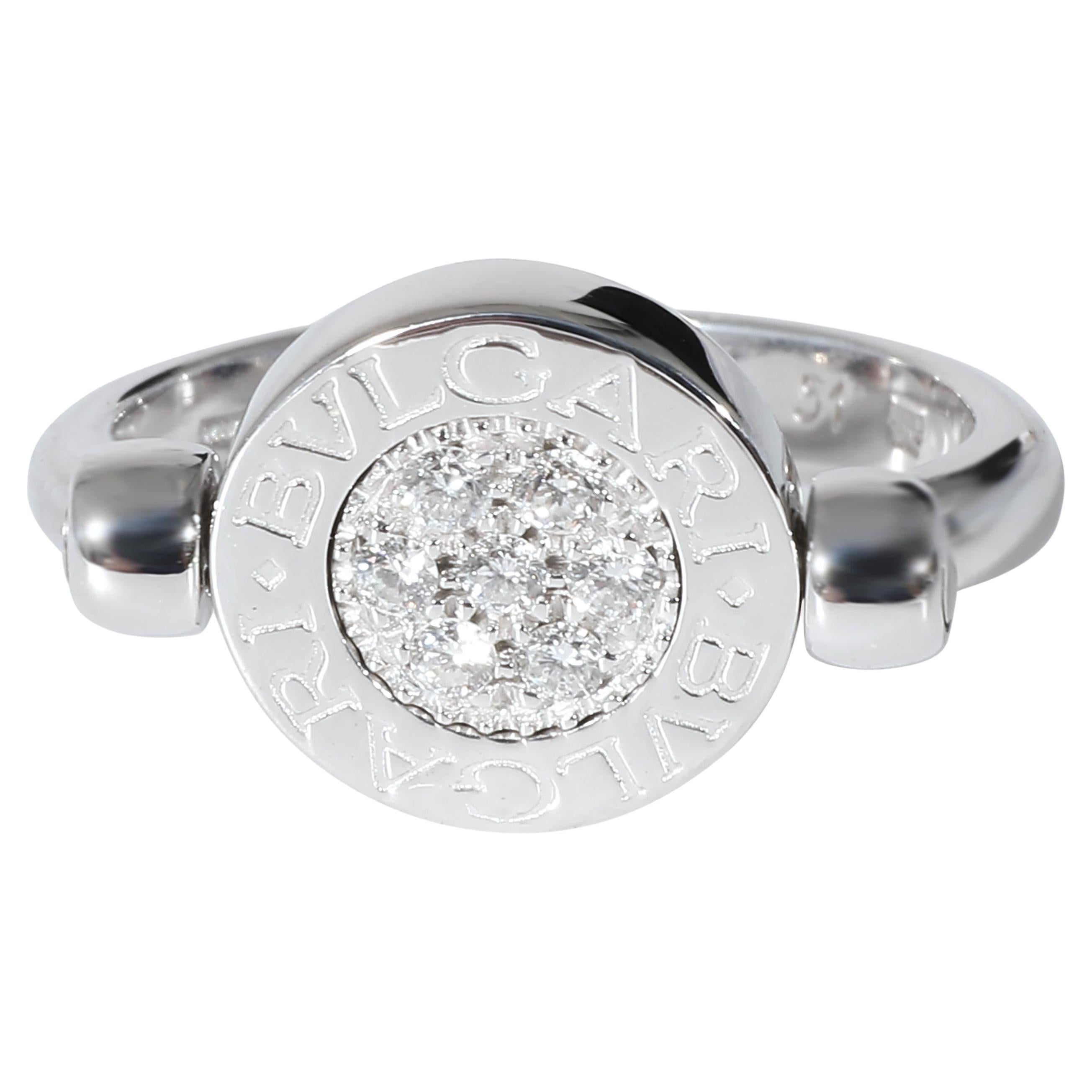 BVLGARI Bvlgari Bvlgari Onyx Diamond Ring in 18 KT White Gold Black 0.14 For Sale