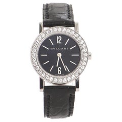 Bvlgari Bvlgari Bvlgari Quartz Watch White Gold and Alligator with Diamond Bezel