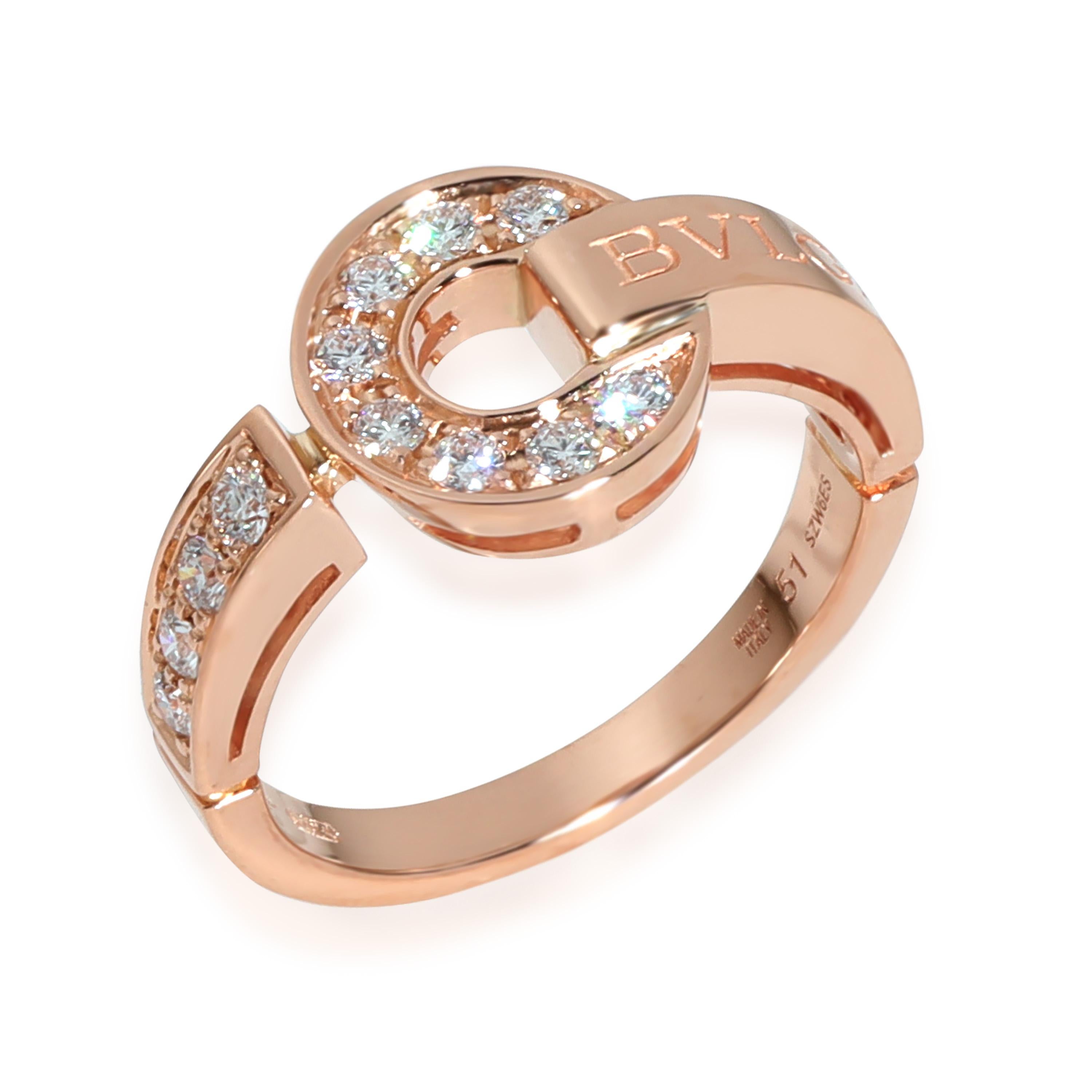 BVLGARI Bvlgari Bvlgari Ring in 18k Rose Gold, .28 CTW. In Good Condition For Sale In New York, NY