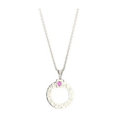 Bvlgari Bvlgari Bvlgari Ring Pendant Necklace 18k White Gold and Pink Sapphire