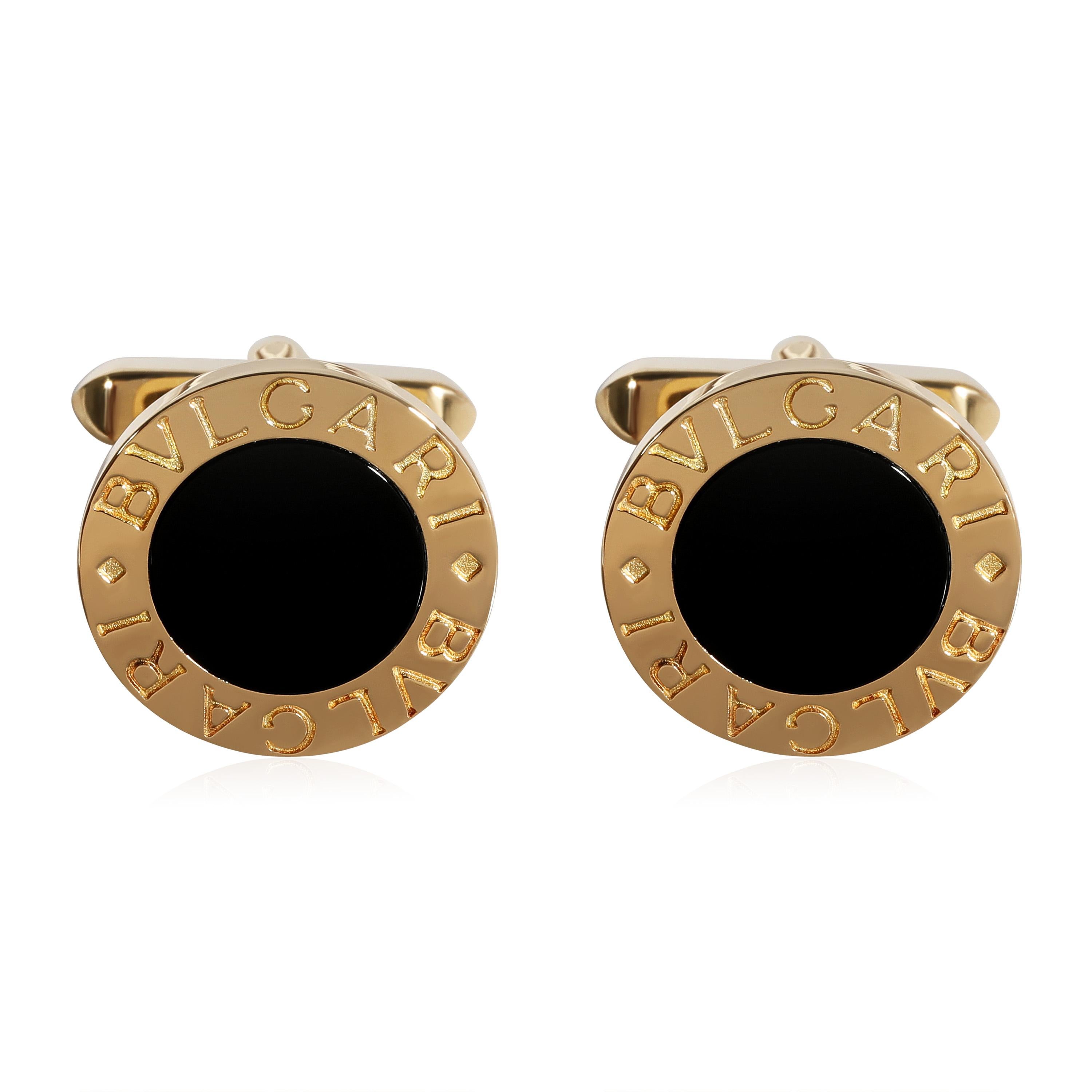 Bvlgari Bvlgari Bvlgari Vintage Cufflinks in 18k Yellow Gold In Excellent Condition For Sale In New York, NY