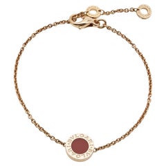Used Bvlgari Bvlgari Carnelian Mother of Pearl 18k Rose Gold Bracelet M/L