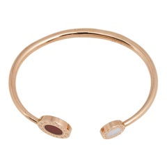 Bvlgari Bvlgari Carnelian Mother of Pearl 18k Rose Gold Open Cuff Bracelet