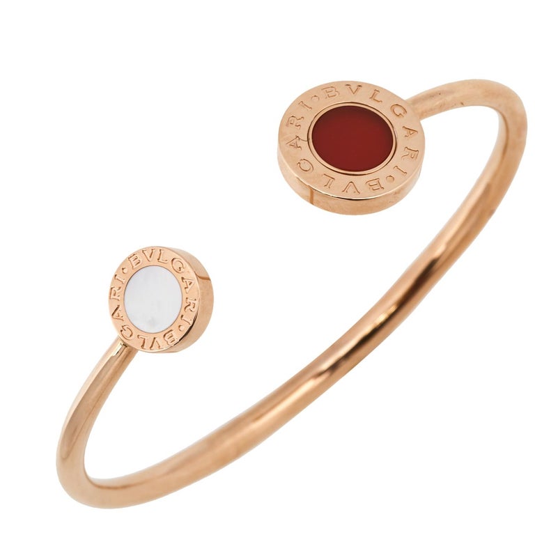 Bvlgari Bvlgari Carnelian Mother of Pearl 18k Rose Gold Open Cuff