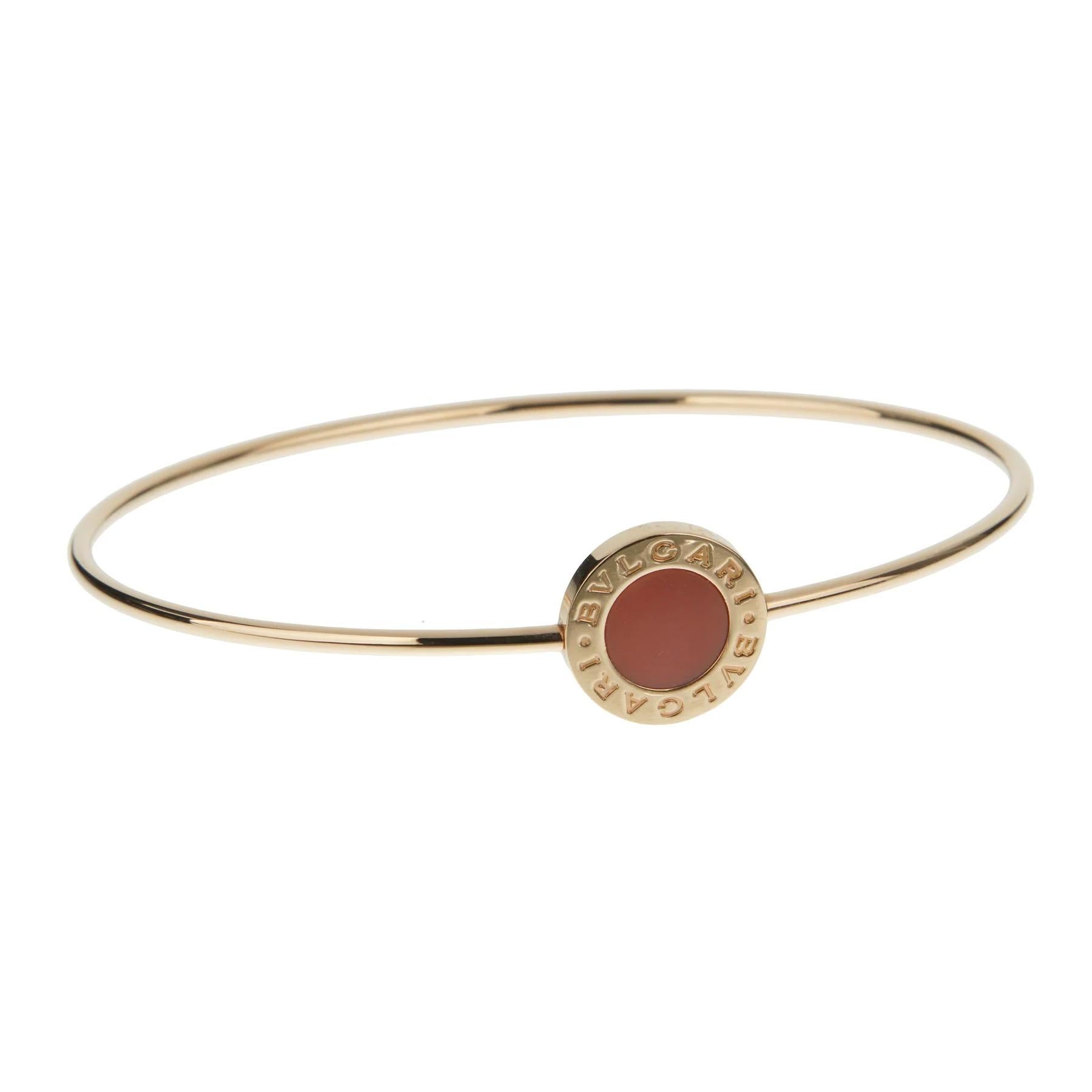 Mixed Cut Bvlgari Bvlgari Carnelian Rose Gold Bangle Bracelet For Sale