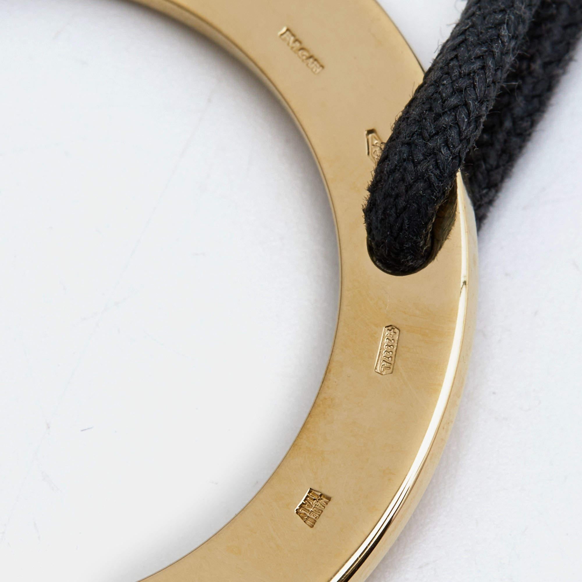 Bvlgari Bvlgari Circle 18k Yellow Gold Cord Bracelet In Excellent Condition In Dubai, Al Qouz 2