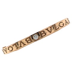 Bvlgari Bvlgari Diamond 18 Karat Yellow Gold Bangle Bracelet Size Small