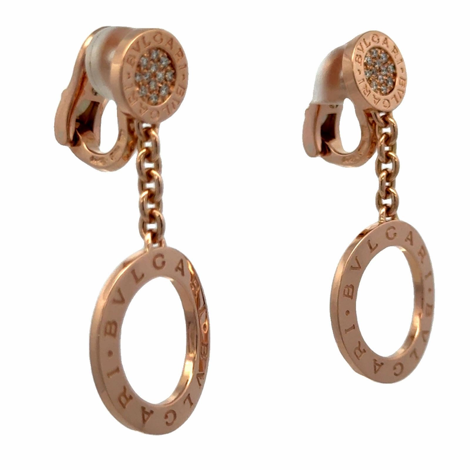 Moderne Bvlgari Boucles d'oreilles Bvlgari en or jaune 18 carats, diamants, goutte d'eau en forme de cercle ouvert à levier en vente