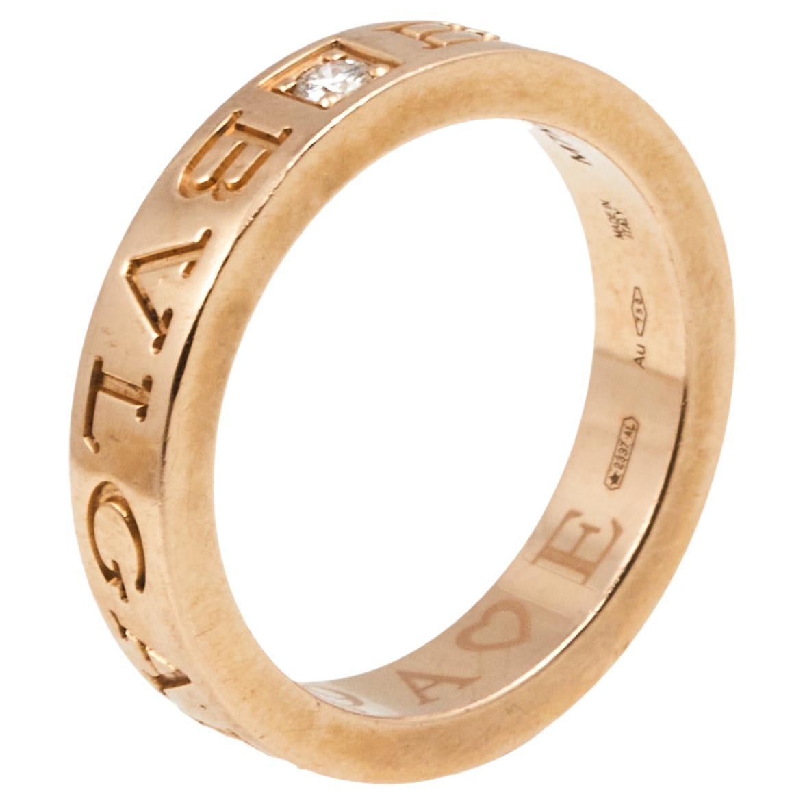 Bvlgari Bvlgari Diamond 18k Rose Gold Band Ring Size 51