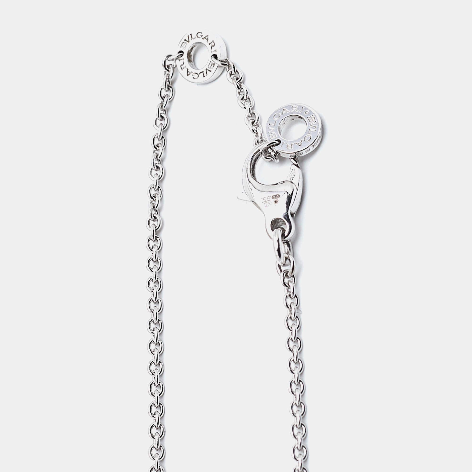 Bvlgari Bvlgari Diamond 18K White Gold Pendant Necklace In Good Condition In Dubai, Al Qouz 2