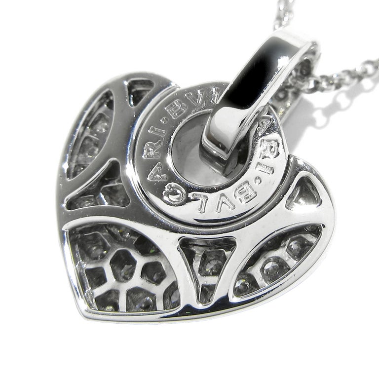 Bvlgari Bvlgari Diamond 18k White Gold Vintage Heart Pendant Necklace photo 3