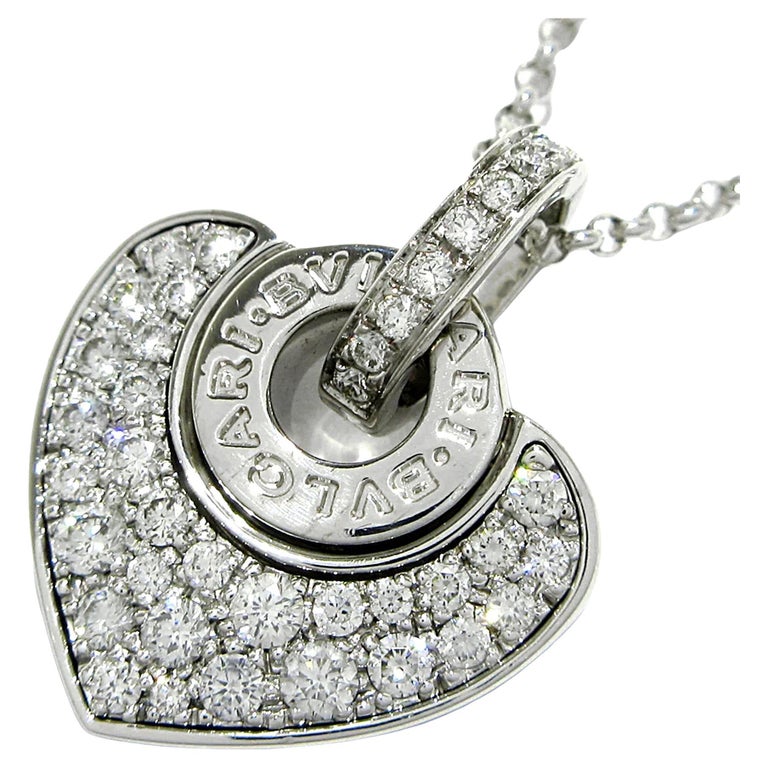 Bvlgari Bvlgari Diamond 18k White Gold Vintage Heart Pendant Necklace photo 2