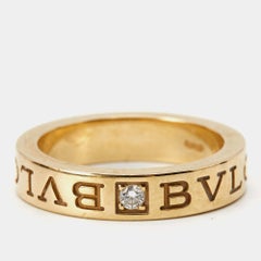Bvlgari Bvlgari Diamond 18k Yellow Gold Band Ring Size 50