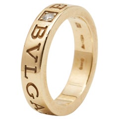 Bvlgari Bvlgari Diamond 18k Yellow Gold Band Ring Size 50