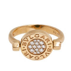 Bvlgari Bvlgari Diamond Jade 18K Rose Gold Flip Ring Size 50