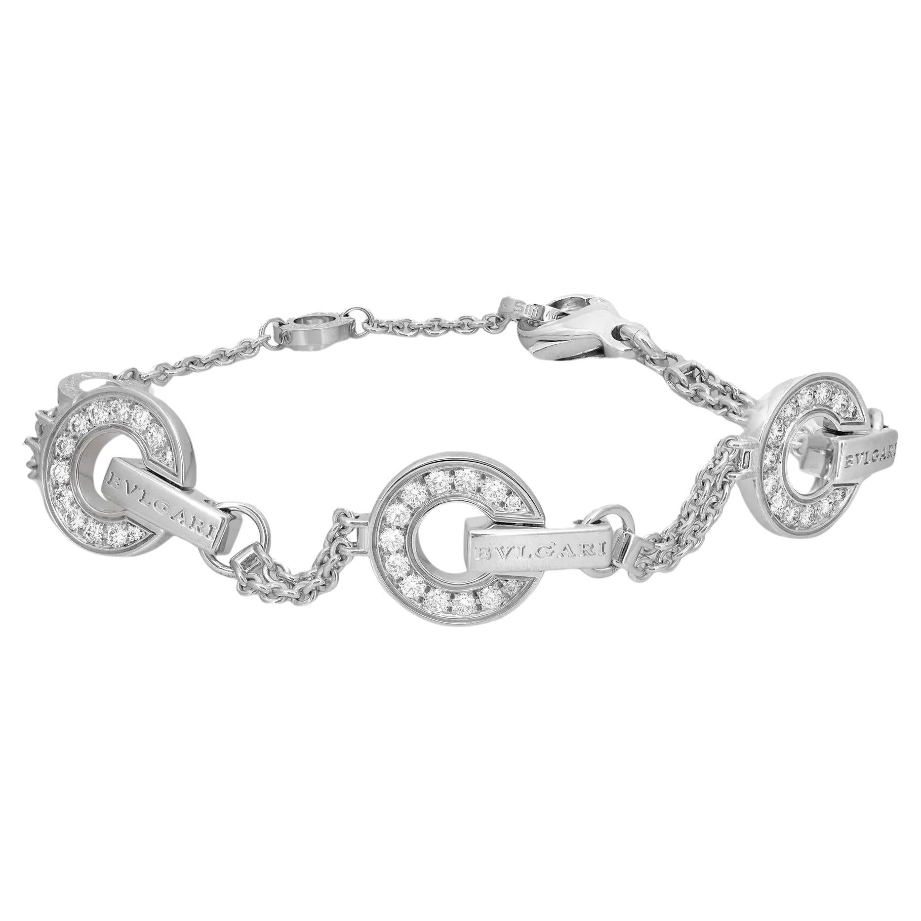 Bvlgari Bvlgari Diamond Openwork Armband 18K Weißgold 7,5 Zoll im Angebot