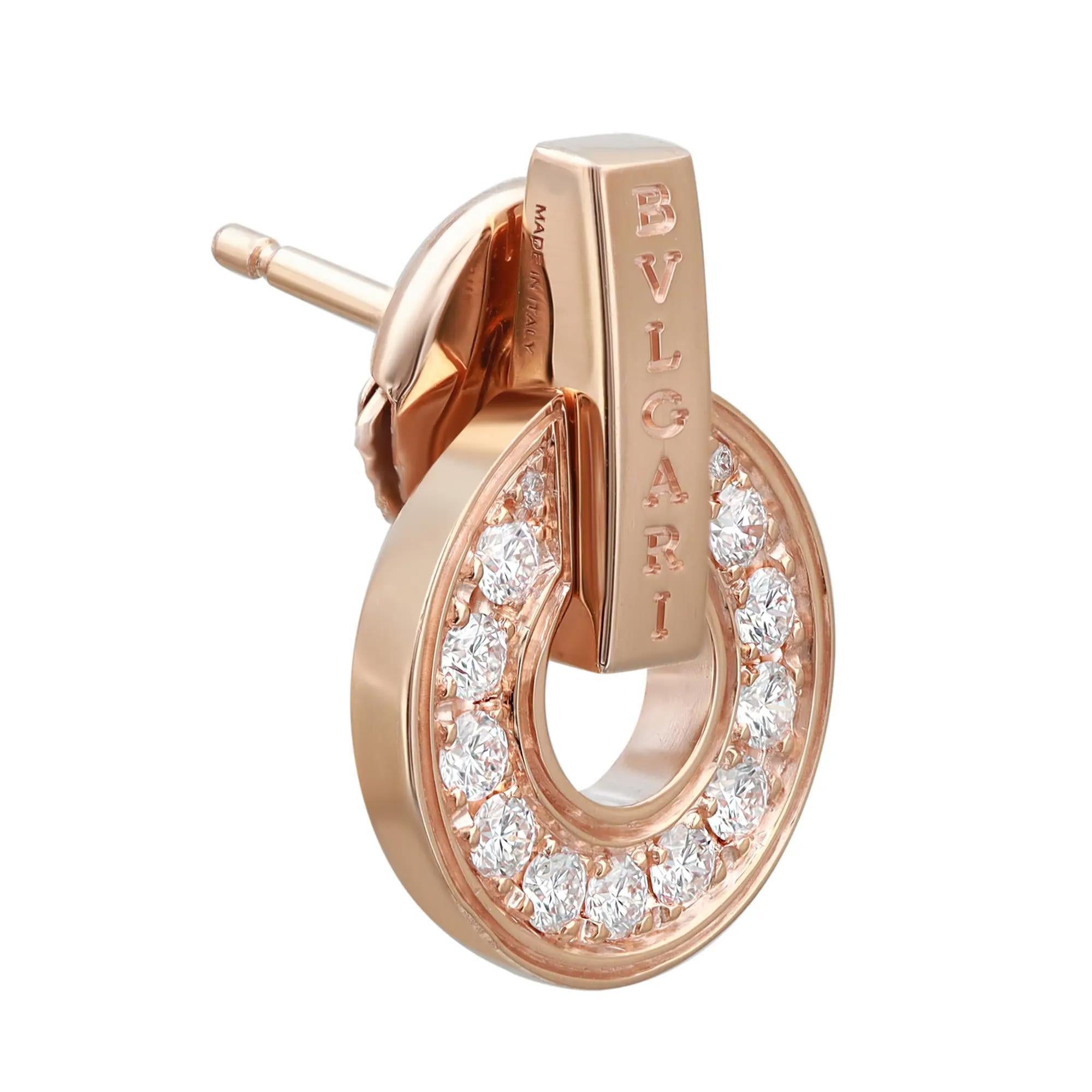 Bvlgari Bvlgari Durchbrochene Diamant-Ohrringe 18K Rose Gold (Moderne) im Angebot