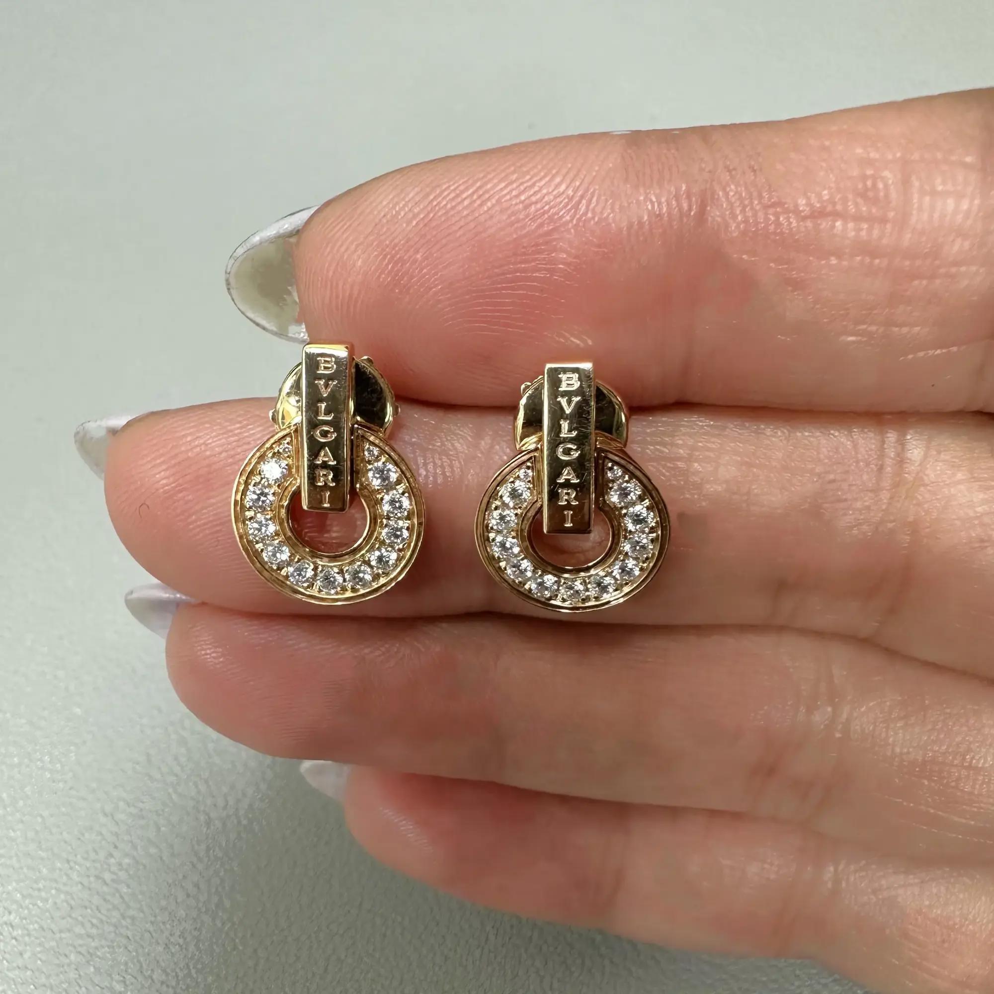 Women's Bvlgari Bvlgari Diamond Openwork Earrings 18K Rose Gold For Sale