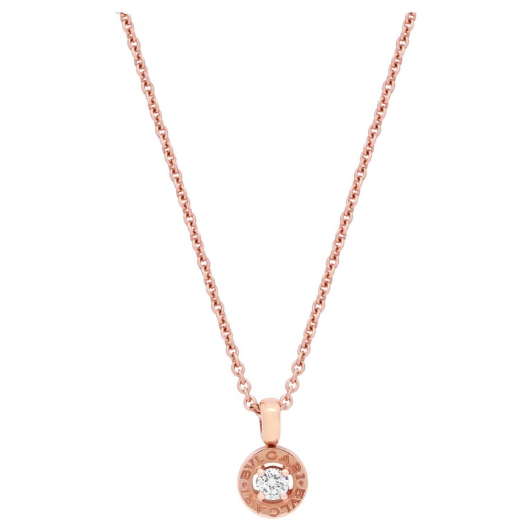 Bvlgari Bvlgari Diamond Pendant Necklace 18K Rose Gold