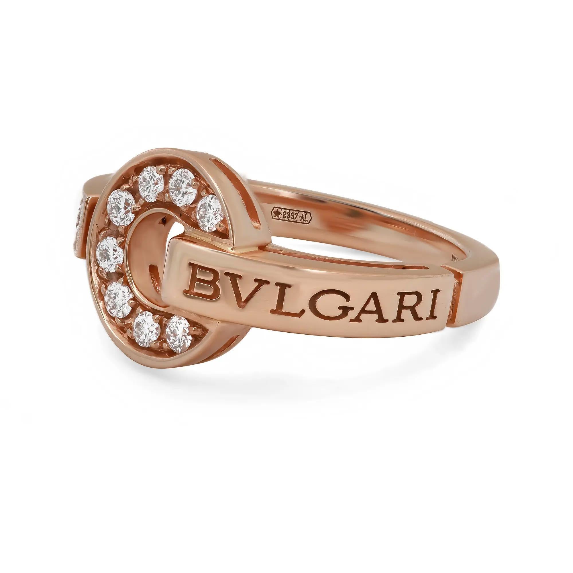 Bvlgari Bvlgari Diamant Ring 18K Rose Gold Größe 49 US 5 (Moderne) im Angebot
