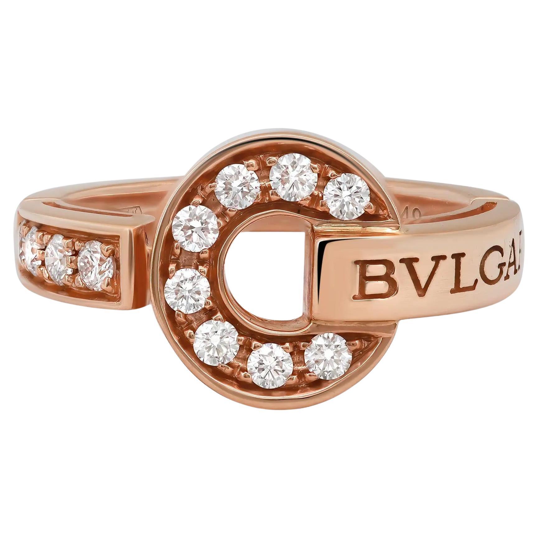 Bvlgari Bvlgari Diamond Ring 18K Rose Gold Size 49 US 5 For Sale