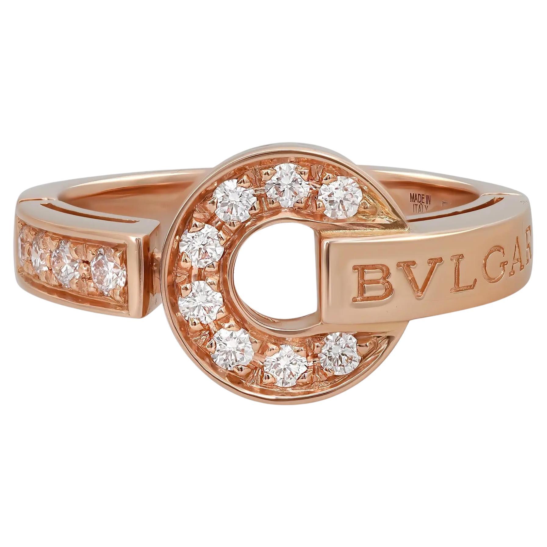 Bvlgari Bvlgari Diamond Ring 18K Rose Gold Size 53 US 6.5