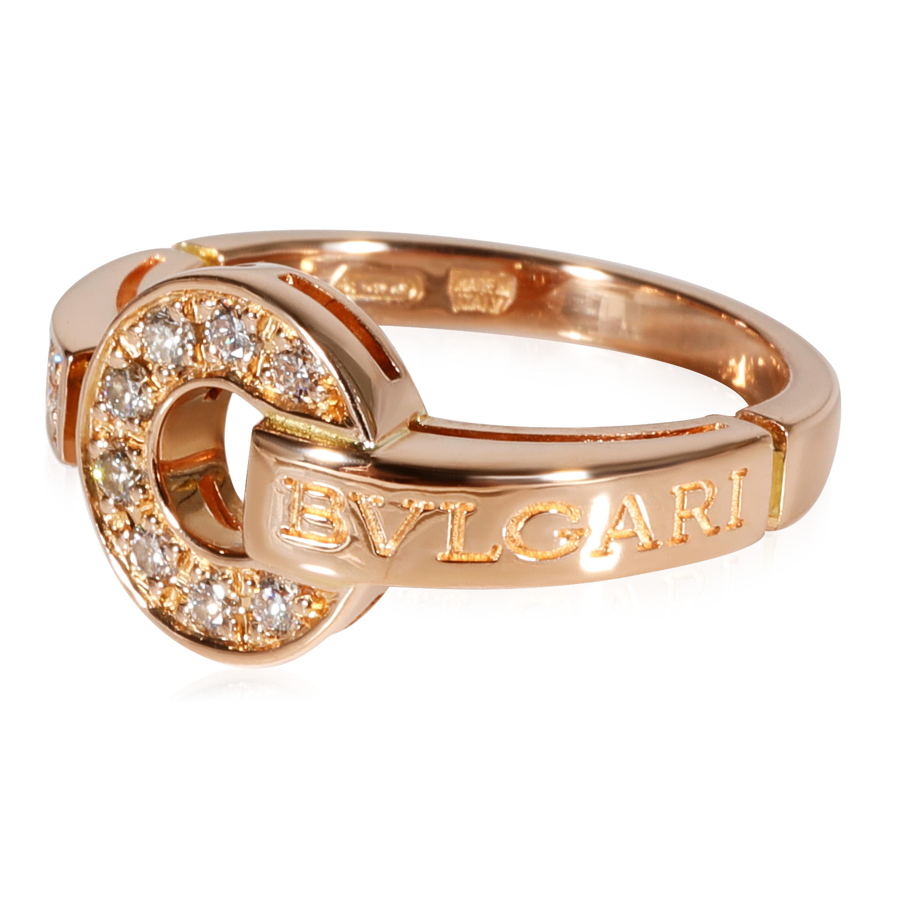 Women's or Men's Bvlgari Bvlgari Diamond Ring in 18k Rose Gold 0.28 Ctw