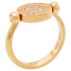 Bvlgari Bvlgari Jade Diamonds 18k Rose Gold Flip Ring Size 53