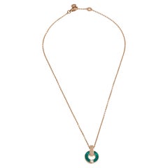 Bvlgari Bvlgari Malachite Diamond 18k Rose Gold Pendant Necklace