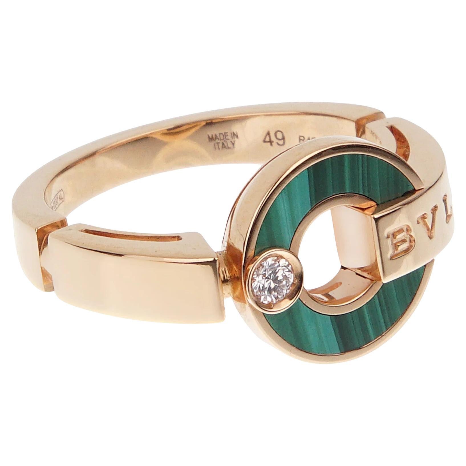 Bvlgari Bvlgari Malachite Rose Gold Diamond Ring For Sale