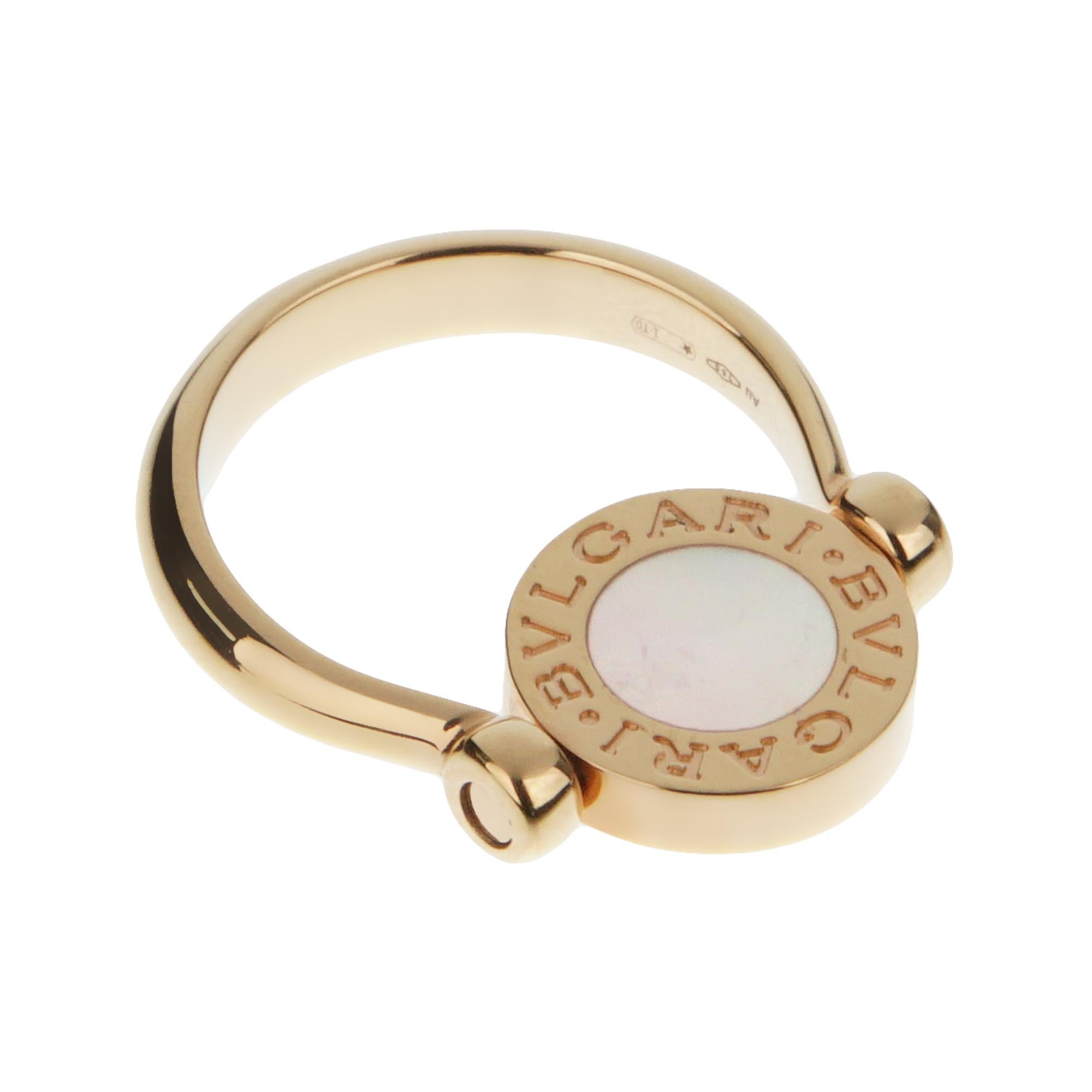 Mixed Cut Bvlgari Bvlgari Mother of Pearl and Carnelian Rose Gold Ring