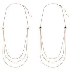 Bvlgari Bvlgari Mother of Pearl & Onyx Rose Gold Sautoir Long Chain Necklace