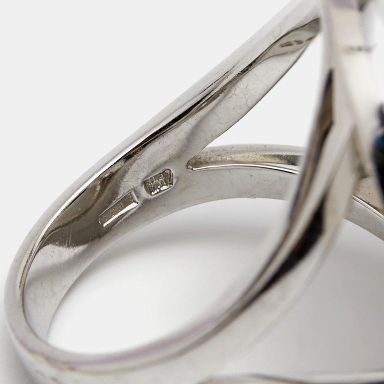 Bvlgari Bvlgari Onyx 18k White Gold Circular Ring Size 55 For Sale at ...