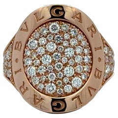 BVLGARI Anillo de oro rosa de 18 quilates con pavé de diamantes BVLGARI