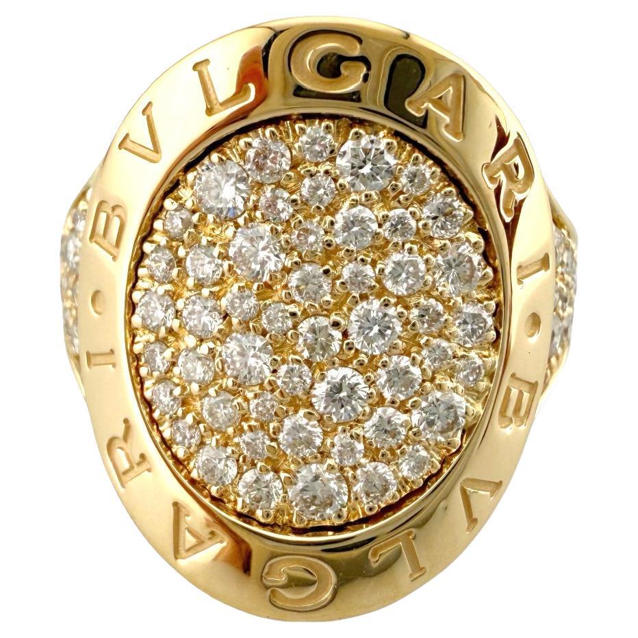 BVLGARI Bvlgari Pave Diamond Circle Signature Ring in 18k Yellow Gold