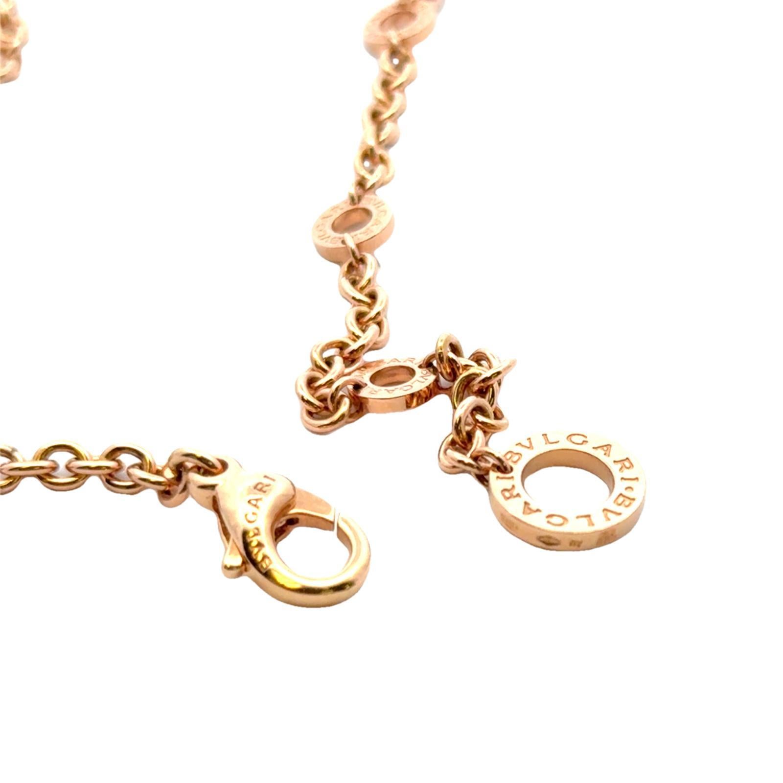 Bvlgari Bvlgari Pavé Diamond Curved Disk 18 Karat Rose Gold Pendant Necklace In Excellent Condition In Boca Raton, FL