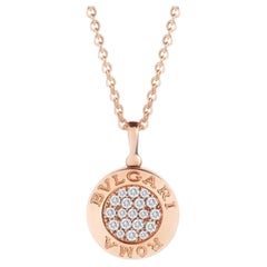 Bvlgari Bvlgari Pendant Necklace with Diamonds and Onyx Set in 18k Rose Gold