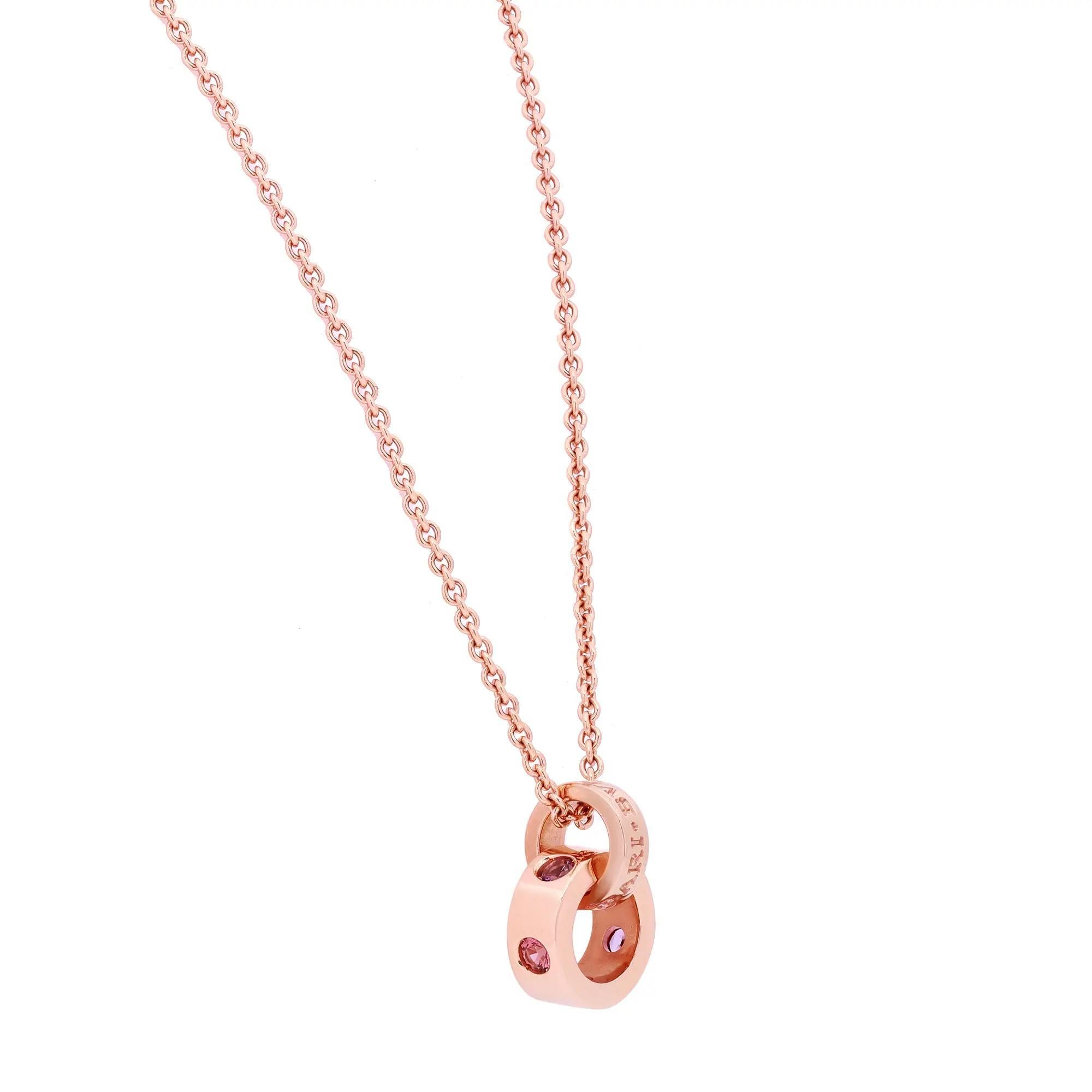 Round Cut Bvlgari Bvlgari Pink Sapphire & Amethyst Pendant Necklace 18K Rose Gold
