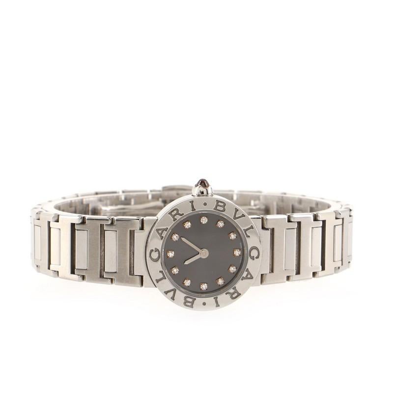 Bvlgari Bvlgari Quarzuhr aus Edelstahl mit Diamantmarkierungen 23 im Angebot 1