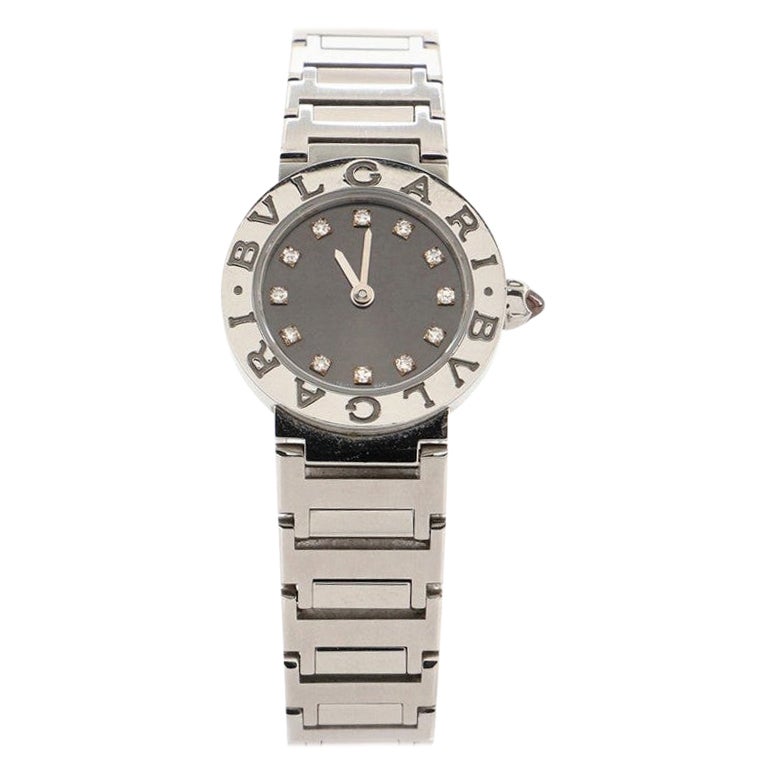 Bvlgari Bvlgari Quarzuhr aus Edelstahl mit Diamantmarkierungen 23 im Angebot