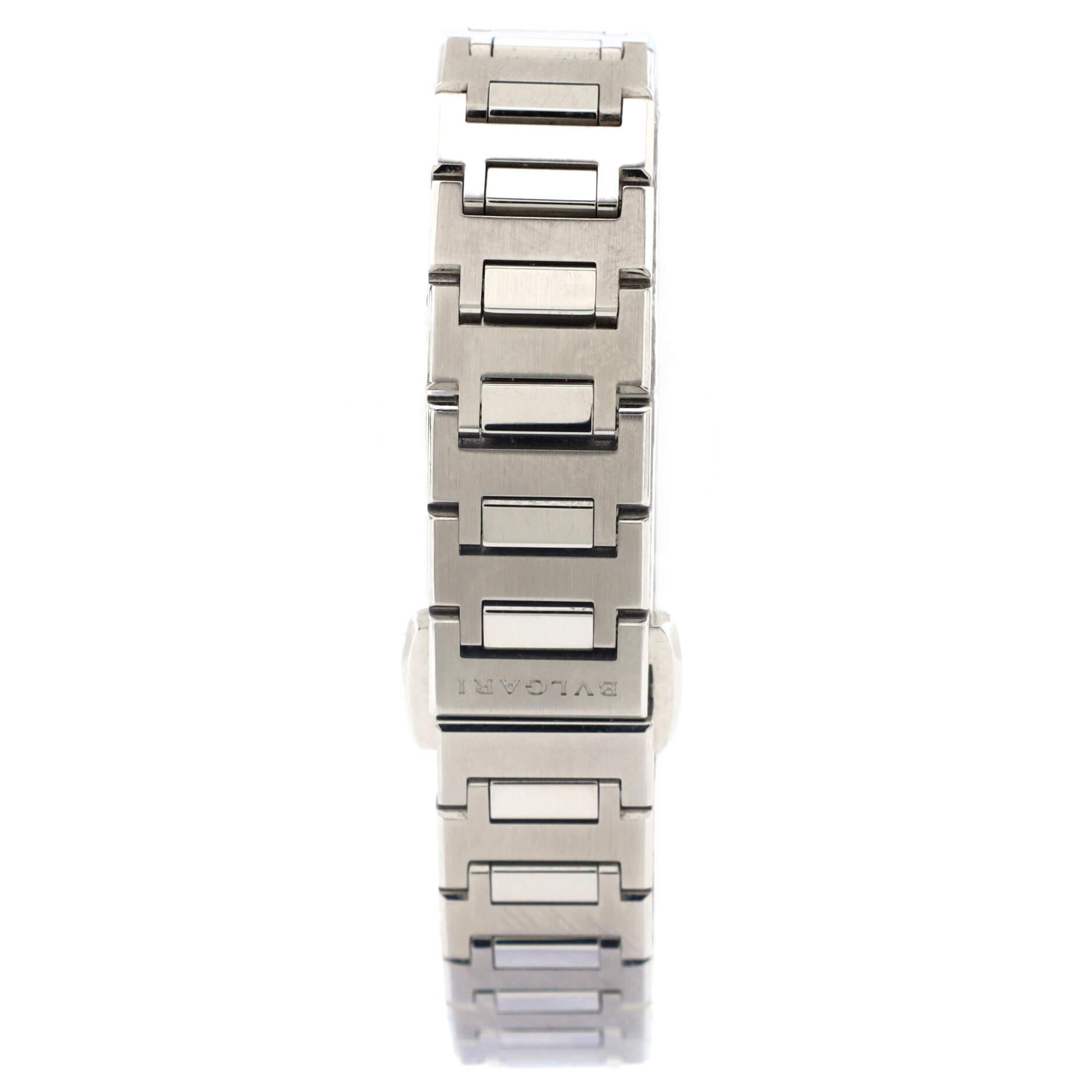 Bvlgari Quarz-Uhr aus Edelstahl mit Perlmutt 23 1