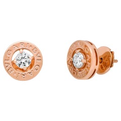 Bvlgari Clous d'oreilles en or rose 18 carats avec diamants taille ronde 0,44 carat