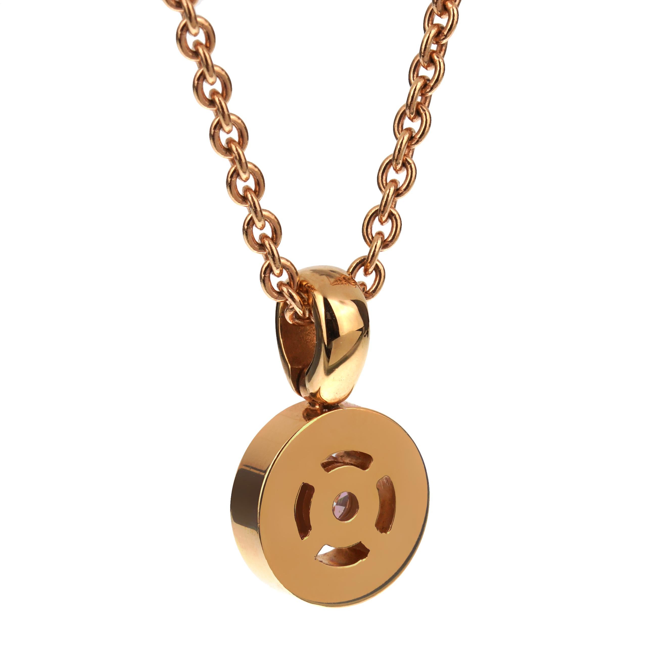 Round Cut Bvlgari Bvlgari Solitaire Diamond Rose Gold Pendant Necklace For Sale