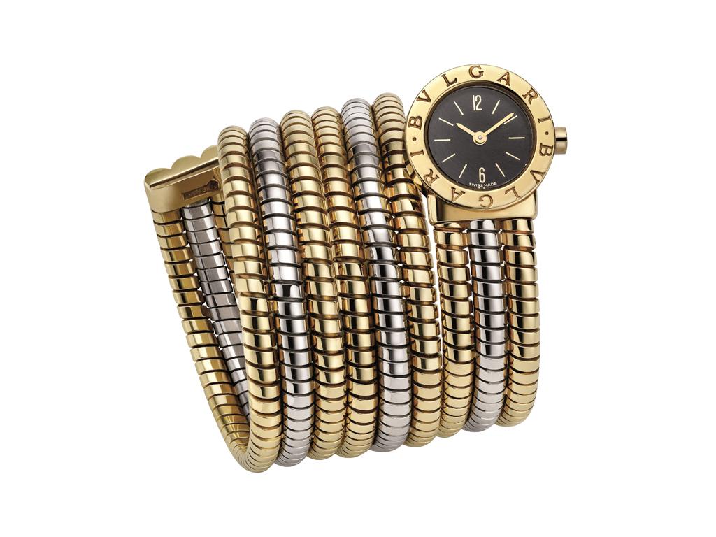 Bvlgari Montre-bracelet Tubogas Serpenti en or 18 carats bicolore vintage  en vente 2