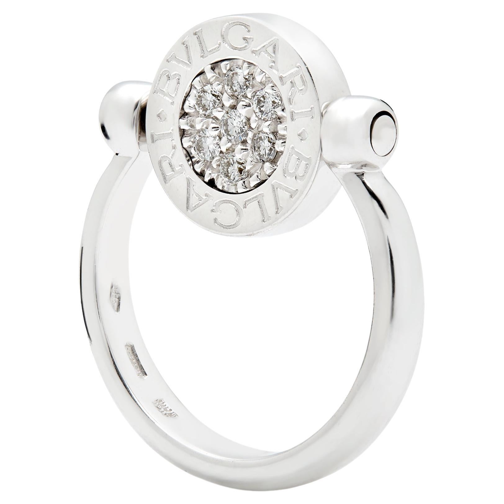 Bvlgari Bvlgari white gold  Flip ring set with diamonds and onyx  For Sale