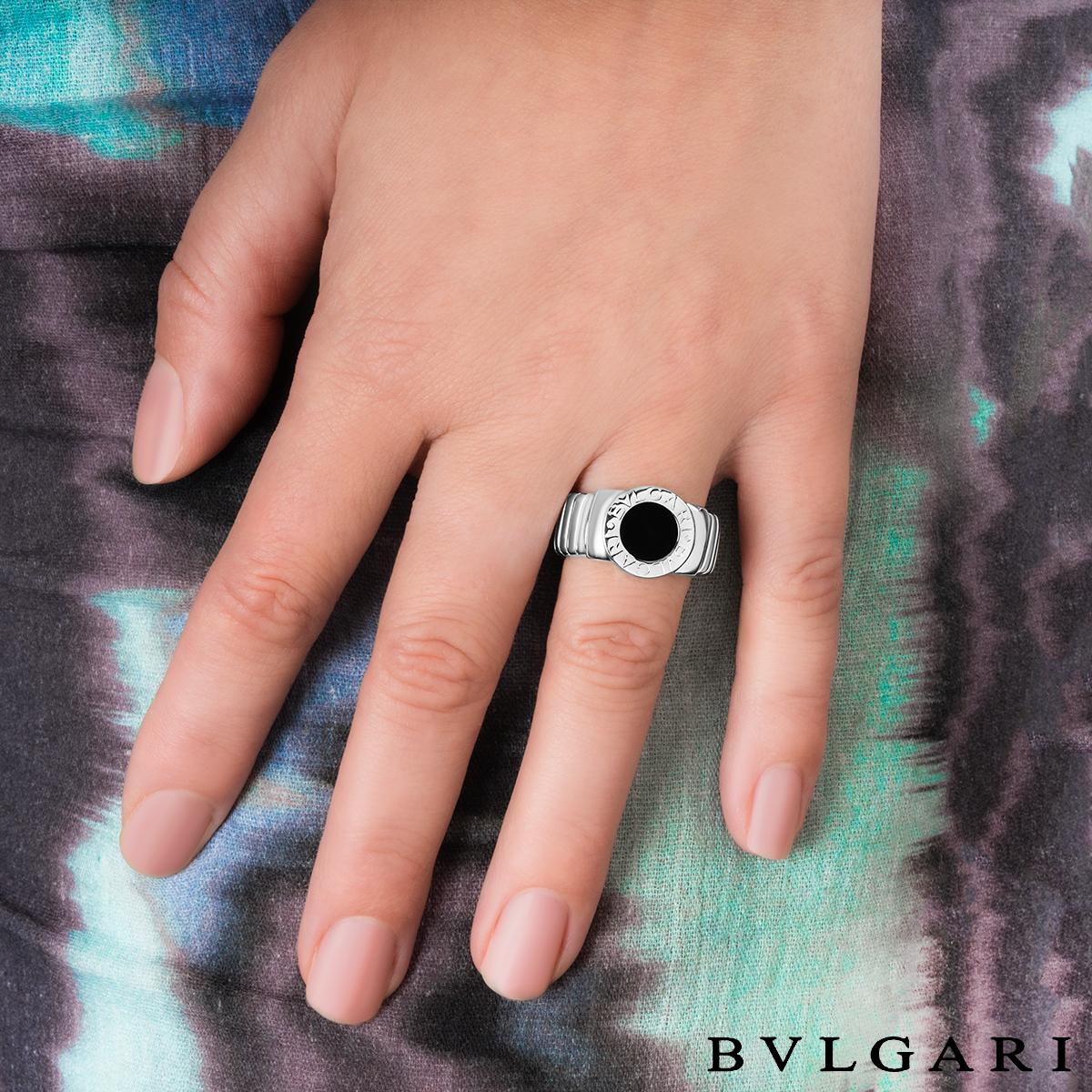 Bvlgari Bvlgari White Gold Onyx Tubogas Ring For Sale 1