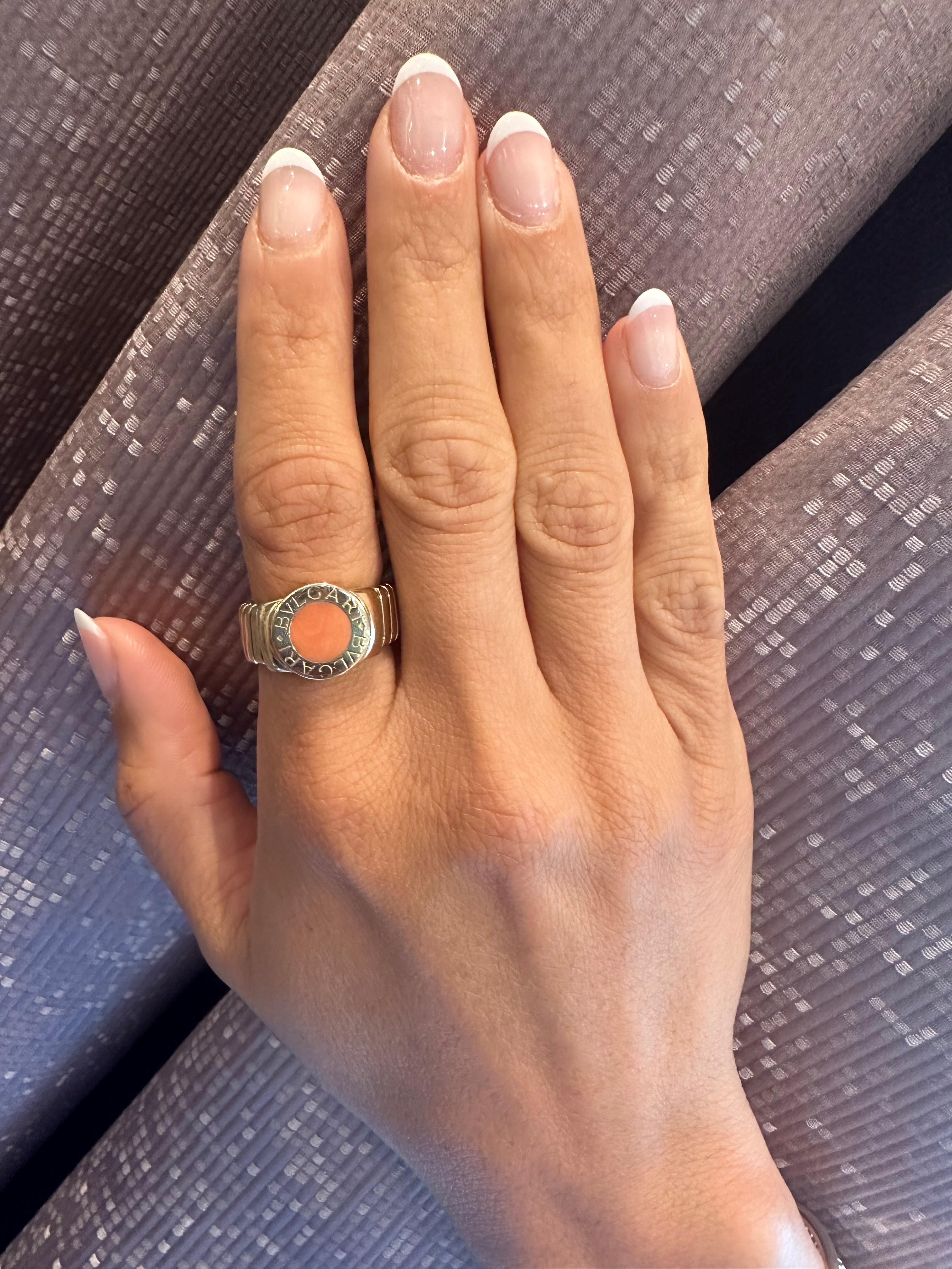 BVLGARI BVLGARI Yellow Gold and Coral Rare Ring For Sale 2